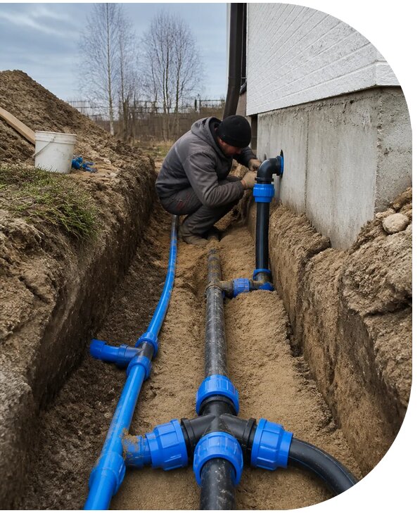 Монтаж наружного водопровода на участке под ключ в Стрежевом